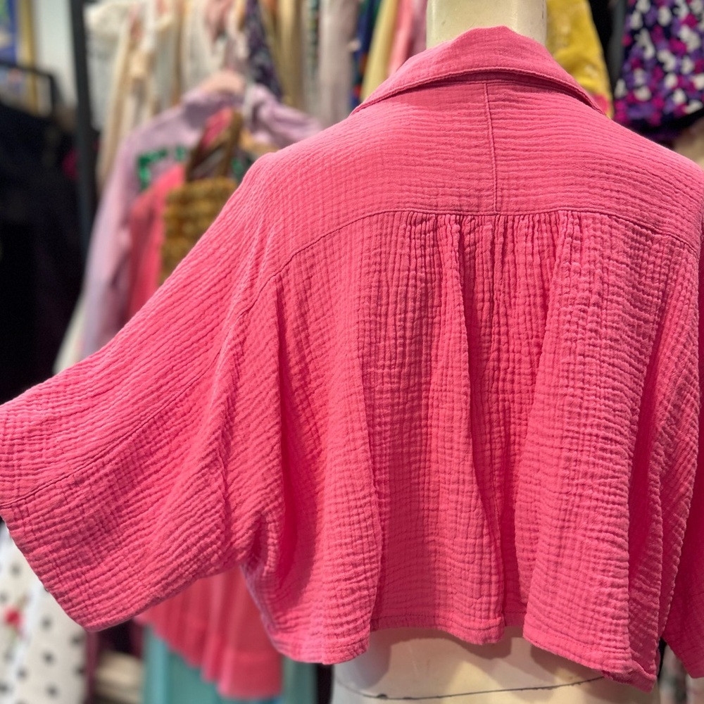 Cropped Pink Button Down - image 2